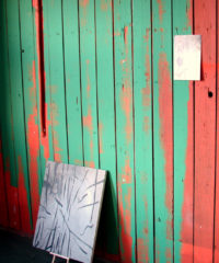 Tristam Shambly, 2006, Oil on canvas [installed here propped on wooden novelty easel]